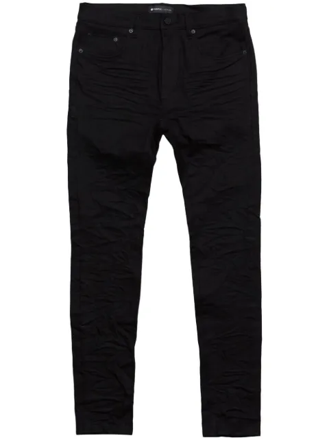 Purple Brand crinkled slim-cut jeans Black P001BLKR222