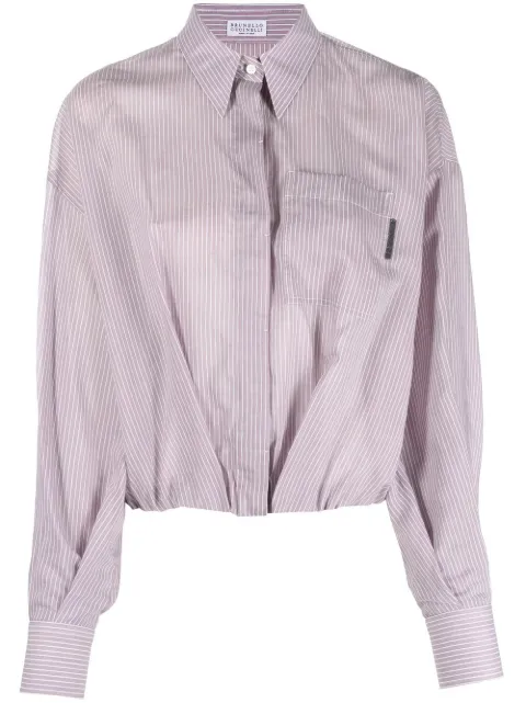 Brunello Cucinelli vertical-stripe long-sleeve shirt Pink MH787MF161C001