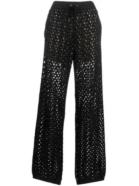 Brunello Cucinelli open-knit wide-leg trousers Black M70572269CJ101