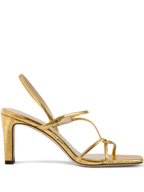 SANDRO sandals with wide heels and thin leather straps Gold SFACH00940