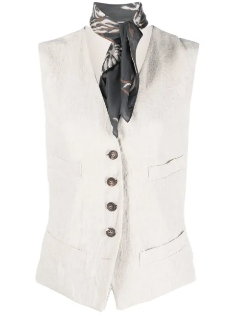 Brunello Cucinelli V-neck button-up waistcoat Neutrals MF588HU816C039