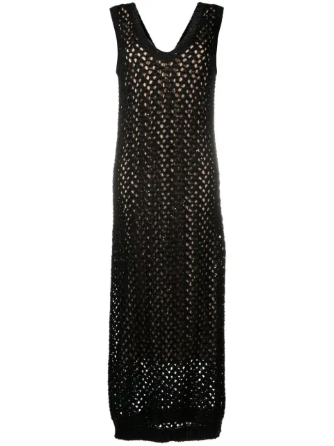 Brunello Cucinelli open-knit maxi dress Black M70572A70CJ101