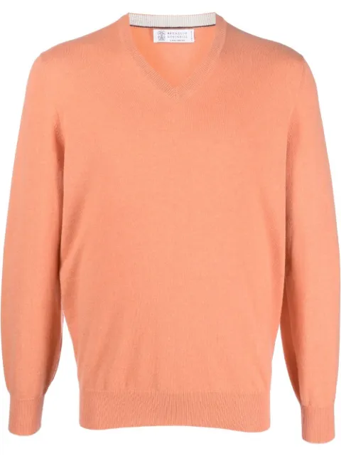 Brunello Cucinelli V-neck cashmere jumper Orange M2200162CNY82