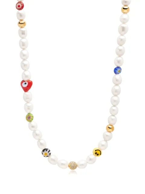 Nialaya Jewelry Smiley Face pearl necklace Gold FMNEC139