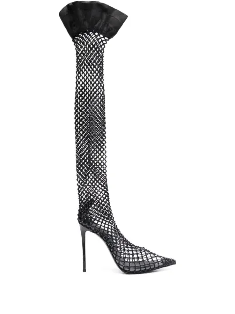 Le Silla Gilda fishnet thigh-high boots Black 2110R100R8PPCAY