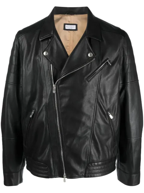 Brunello Cucinelli leather biker jacket Black MPDAN1868C101