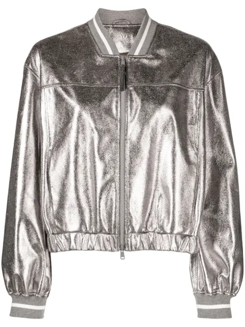 Brunello Cucinelli metallic bomber jacket Grey MPGAM2917C8755