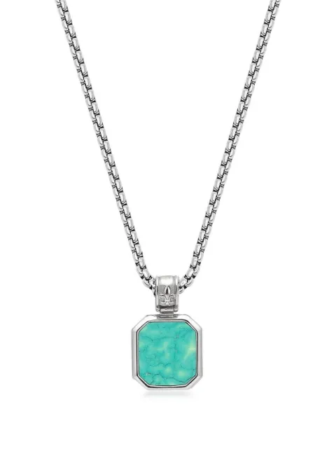 Nialaya Jewelry square turquoise pendant chain necklace Silver FMNEC113