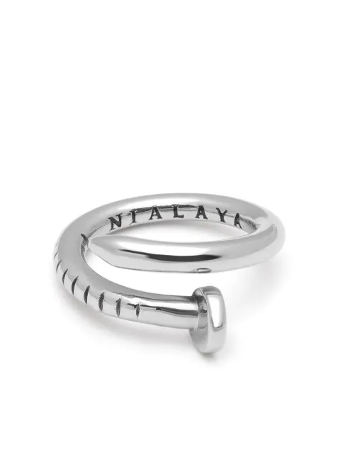 Nialaya Jewelry Dorje engraved nail ring Silver FMRING115