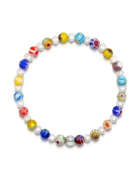 Nialaya Jewelry glass pearl-detail bracelet Blue FMCHCO609