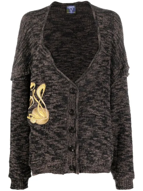 VITELLI embroidered-detail knit cardigan Brown FW22VMM002COM