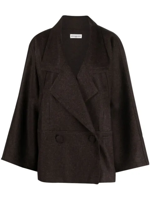Veronique Leroy A-line double-breasted blazer Brown TWEKJAC032