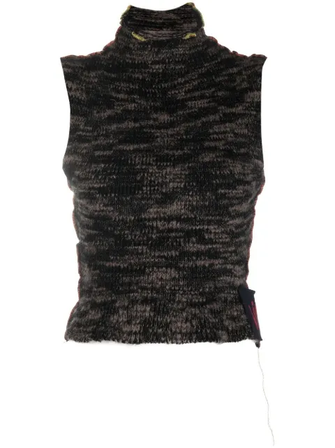 VITELLI melange-effect sleeveless top Brown FW22OKTM004CHM