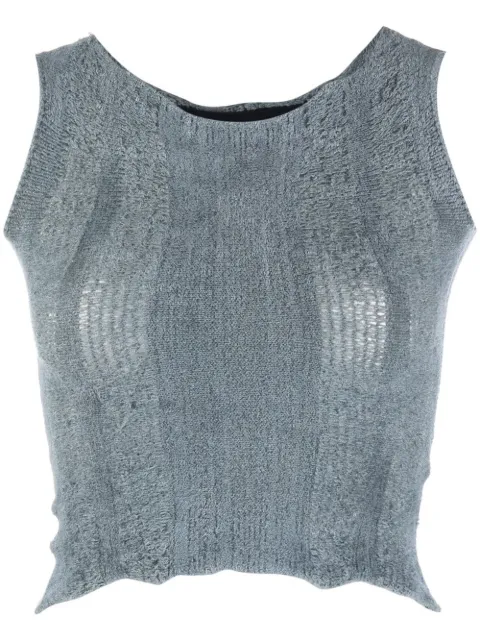 VITELLI open-knit sleeveless top Blue FW22VMM010MB