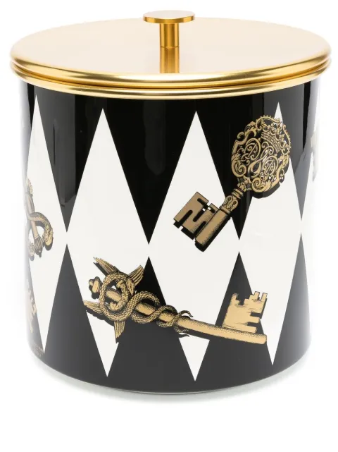 Fornasetti Chiavi oro e Rombi ice bucket Black C15Z167