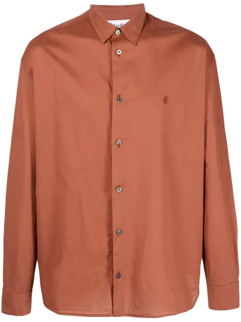 Études Studio logo-embroidery long-sleeve shirt Brown E23MM361A00460