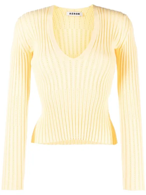 AERON knitted long-sleeve top Yellow AW23RSTO426430729