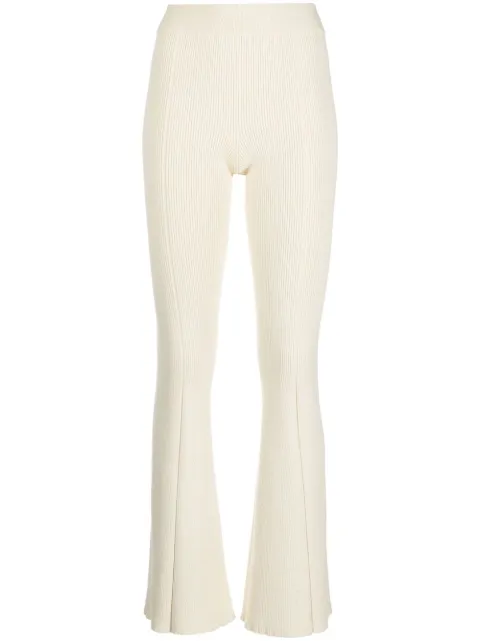 AERON ribbed-knit flared trousers Neutrals AW23RSPA165436740