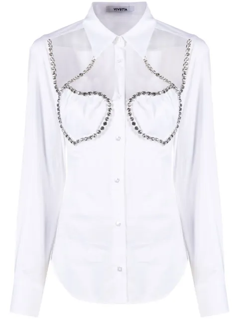 Vivetta crystal-embellished panelled shirt White G091V001