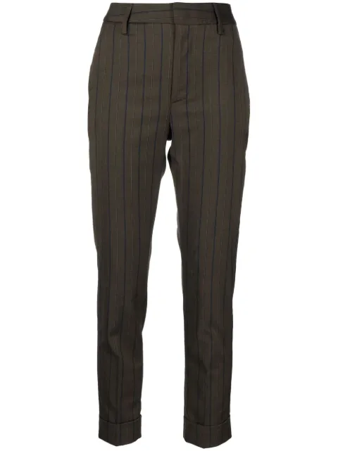 DONDUP striped cropped trousers Brown DP640ES0063XXX