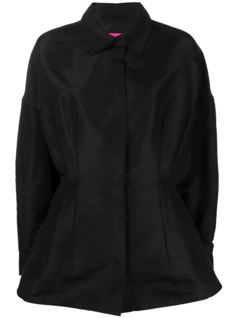Valentino Garavani gathered-detail faille shirt jacket Black BCI0X06DE