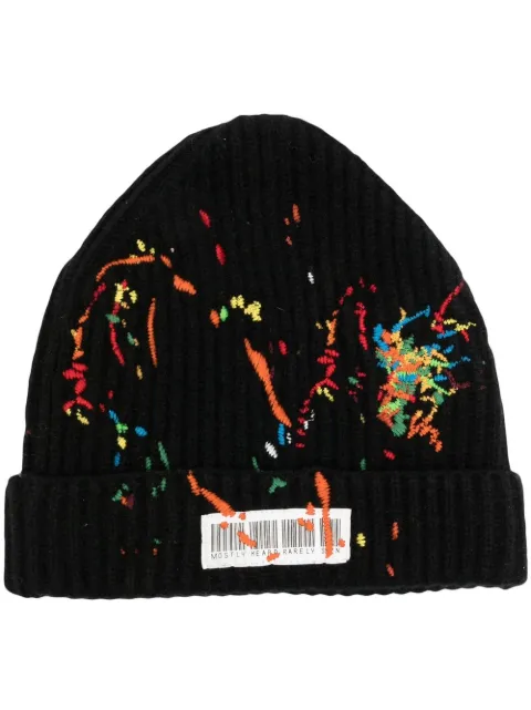 Mostly Heard Rarely Seen embroidered barcode-detail beanie Black MH02BCH06