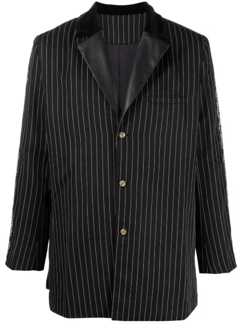 Youths In Balaclava stripe-print single-breasted blazer Black YOU06J101