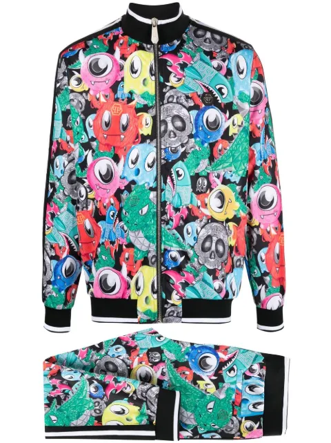 Philipp Plein cartoon-print tracksuit Black AABCMJJ0464PJO002N