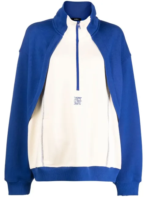 Goen.J contrast-paneled half-zip sweatshirt Blue GNJ22AWT20