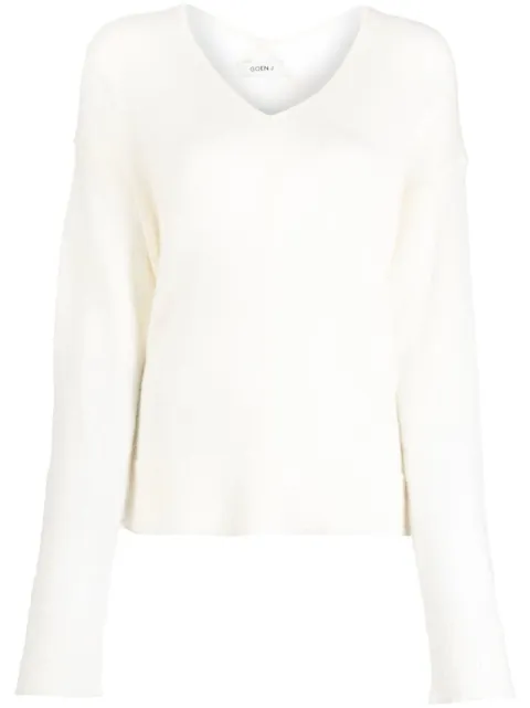 Goen.J V-neck knitted sweater White GNJ22AWKN05