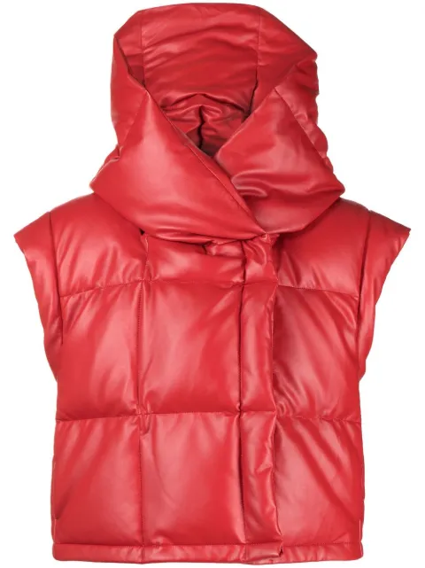 Goen.J Vegan-leather quilted-down gilet Red GNJ22AWJK13