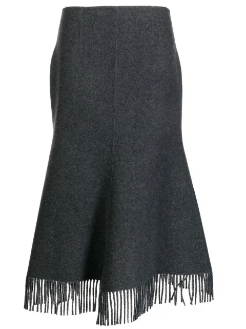 Goen.J fringed A-line wool-blend skirt Grey GNJ22AWSK06