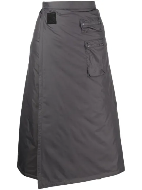 Goen.J wrap-effect quilted midi skirt Grey GNJ22AWSK07