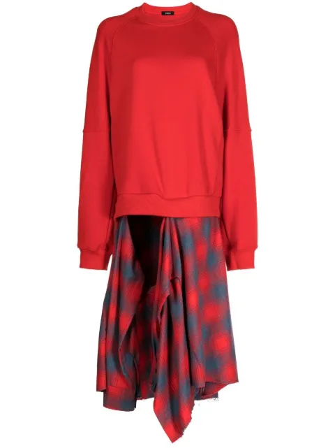 Goen.J layered shirt-panel sweatshirt Red GNJ22AWT16