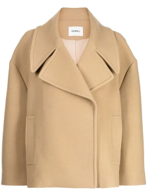 Goen.J double-breasted cropped jacket Brown GNJ22AWJK03
