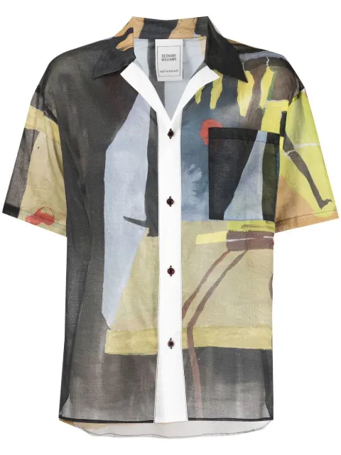 Bethany Williams abstract-print short-sleeve shirt Blue BWAW2222078SS