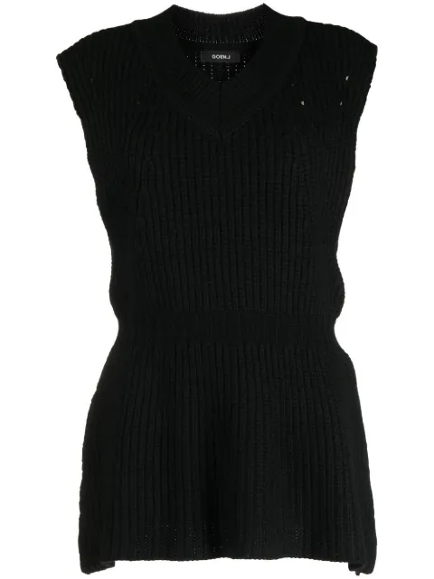 Goen.J side-slit ribbed jumper vest Black GNJ22AWKN01