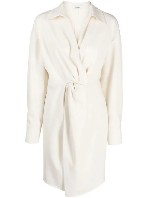 Goen.J V-neck long-sleeve shirt dress Neutrals GNJ22AWDS03