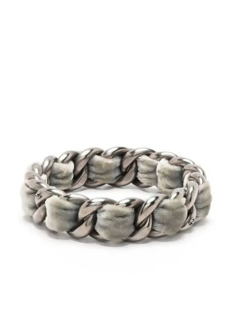 CHANEL Pre-Owned chain-link velvet bracelet Silver CHANELPREOWNED