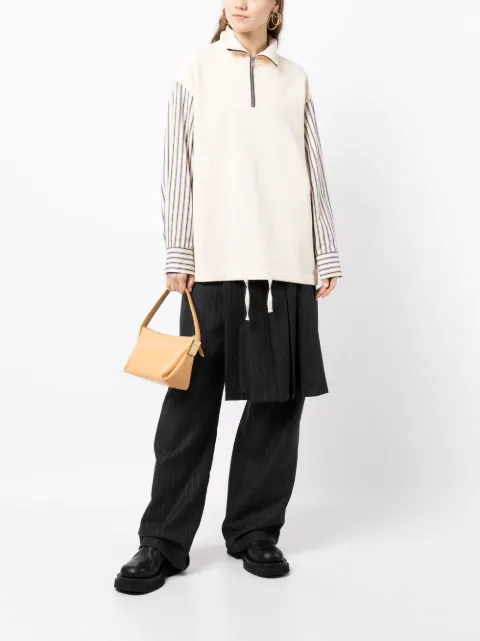 Goen.J Striped poplin layered shirt-sweatshirt White GNJ22AWT18