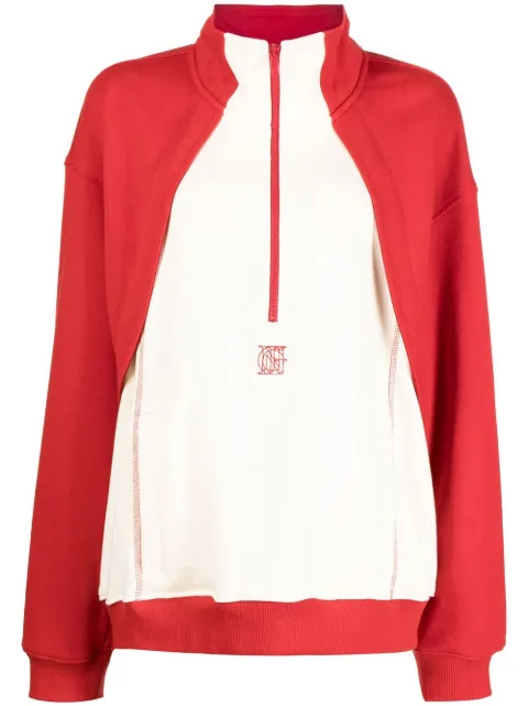 Goen.J contrast-panel half-zip sweatshirt Red GNJ22AWT20