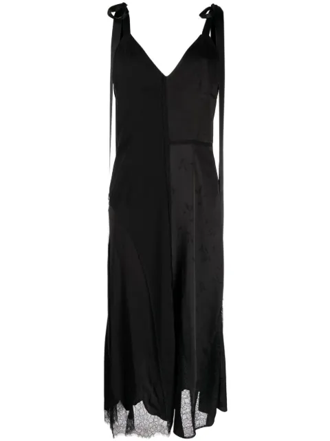 Goen.J lace-trim midi dress Black GNJ22AWDS06