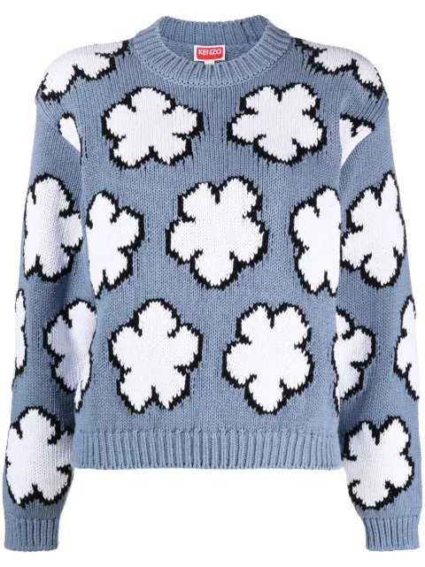 Kenzo Boke Flower intarsia-knit jumper Blue FD52PU3573CI