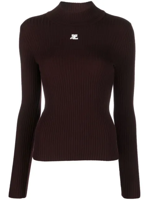 Courrèges Reedition ribbed sweater Brown PERMPU022FI0001