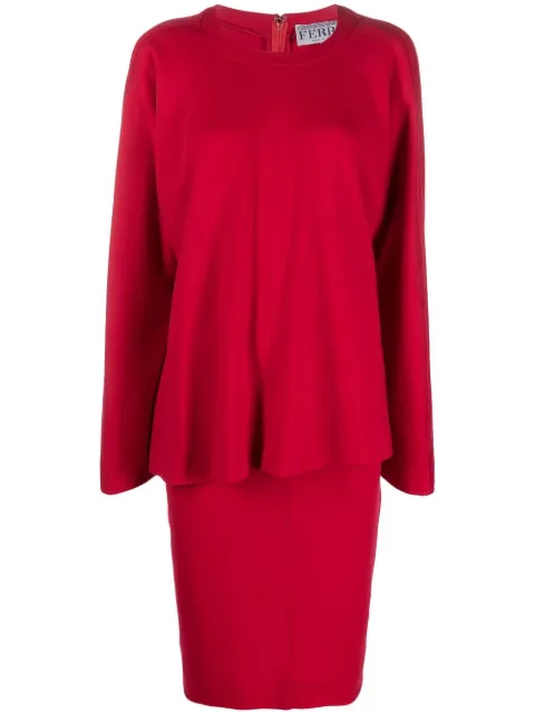 Gianfranco Ferré Pre-Owned 1990s layered front collarless dress Red GFFE450LB