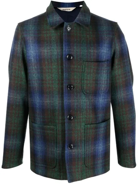 ASPESI plaid virgin-wool shirt jacket Blue W2ACJ70V081