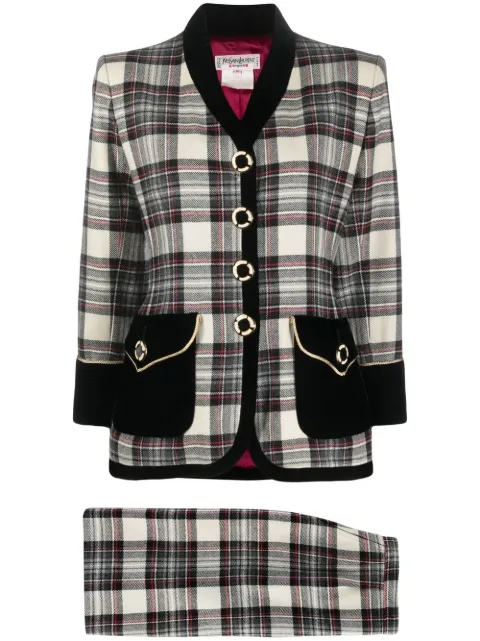 Saint Laurent Pre-Owned 1980s plaid wool skirt suit Black YVSA1200H
