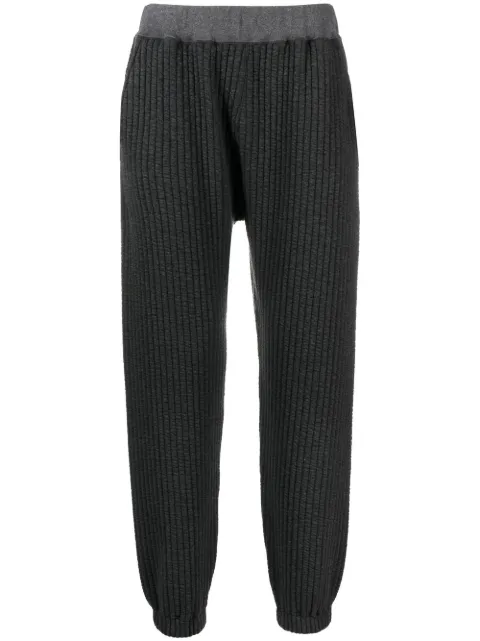White Mountaineering ribbed track cotton-blend pants Grey WM2273523