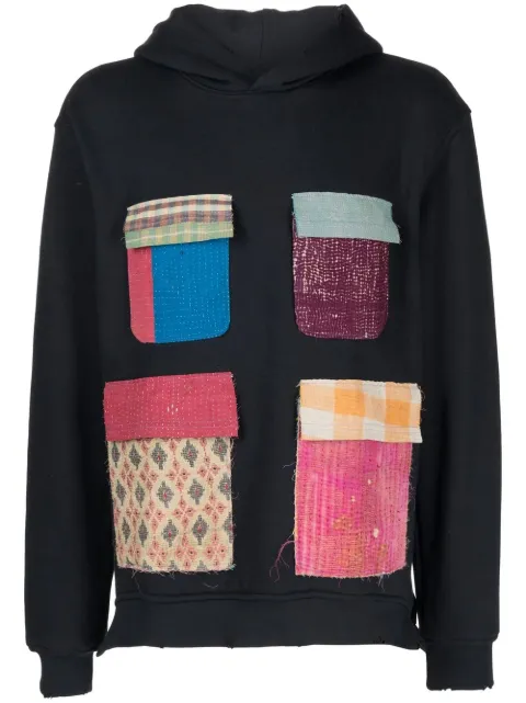 Alchemist patchwork cotton hoodie Black ALBTFW22MJHD01BORO
