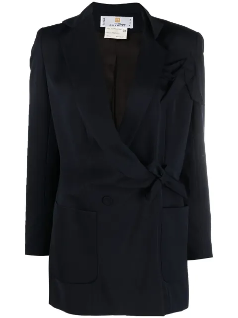Givenchy Pre-Owned 1990s bow-detail double-breasted blazer Blue HOLAGIV123